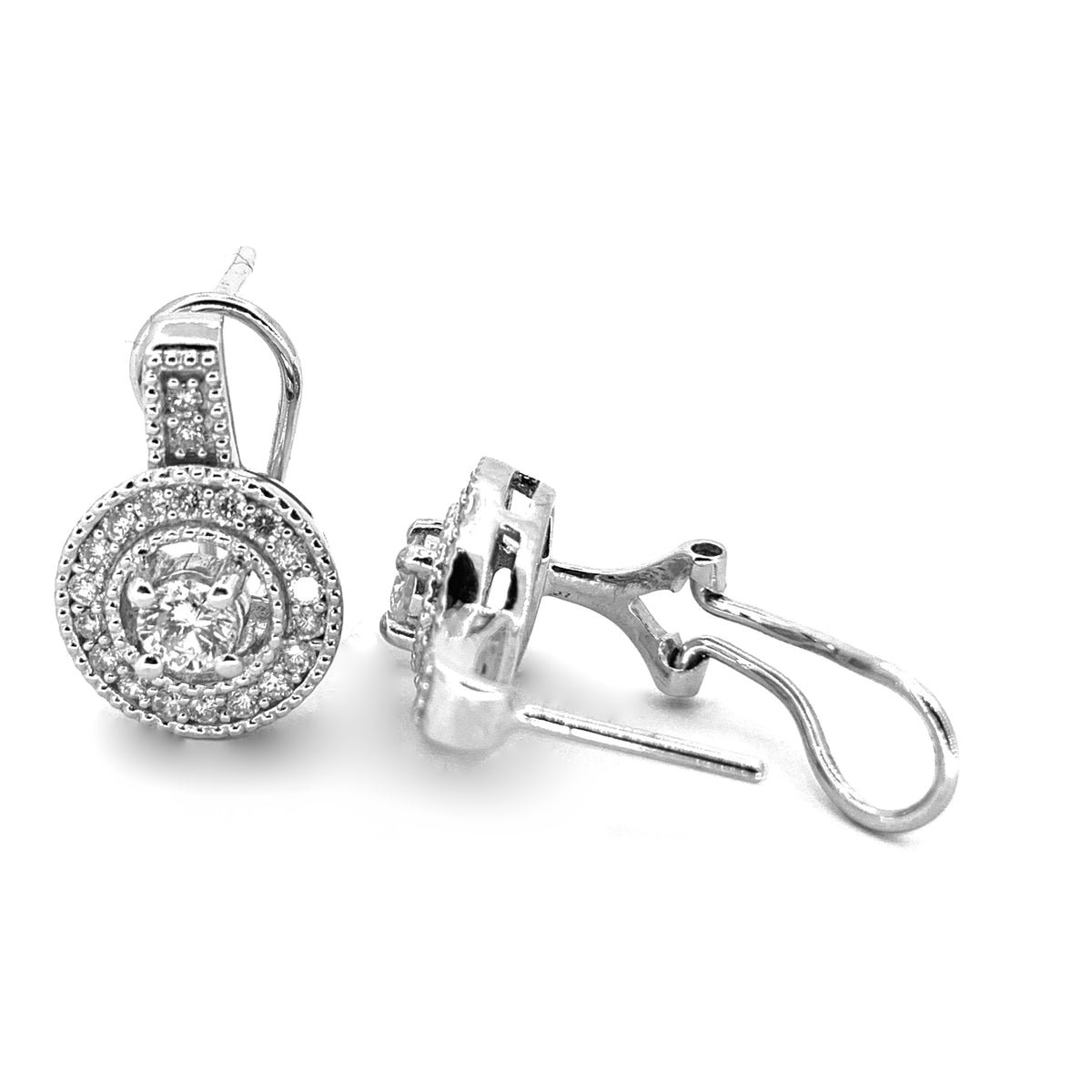 Omega back diamond outlet earrings