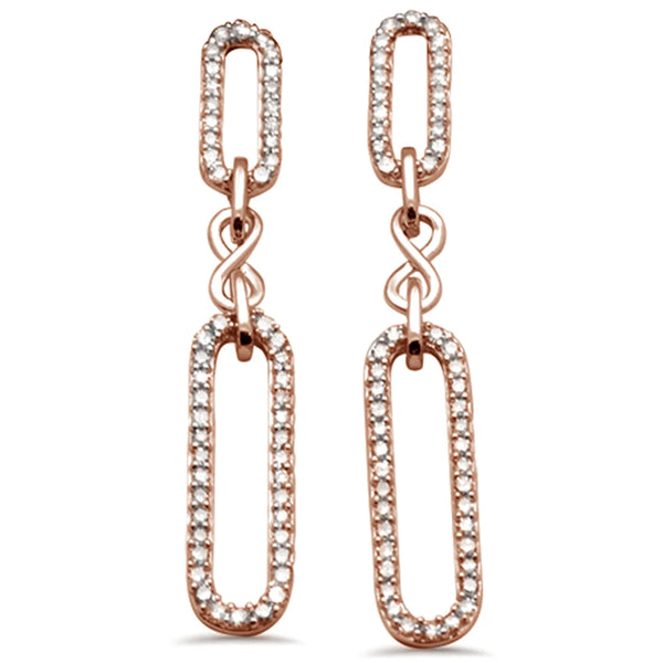 14K White Gold Diamond Paperclip Infinity Dangling Earrings