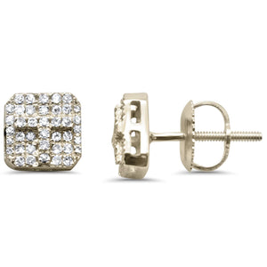 14K Yellow Gold Diamond Cross Earrings