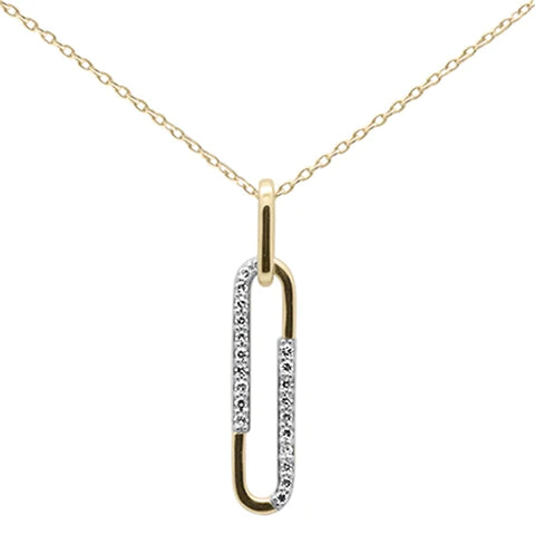 14K Yellow Gold Diamond Paperclip Pendant