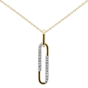 14K Yellow Gold Diamond Paperclip Pendant