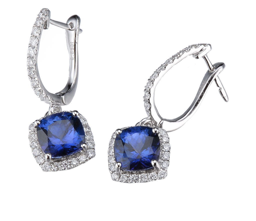 CUSHION CUT TANZANITE EARRING