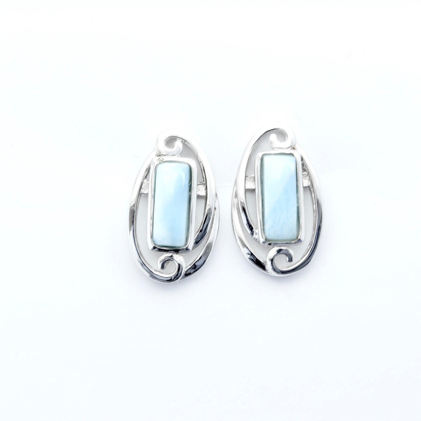 LARIMAR RECTANGLE SHAPE EARRINGS