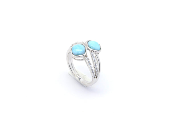 STATEMENT DOUBLE CLOVER LARIMAR RING