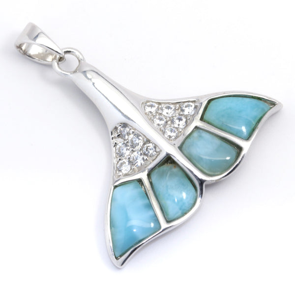 WHALE TAIL INLAY LARIMAR PENDANT