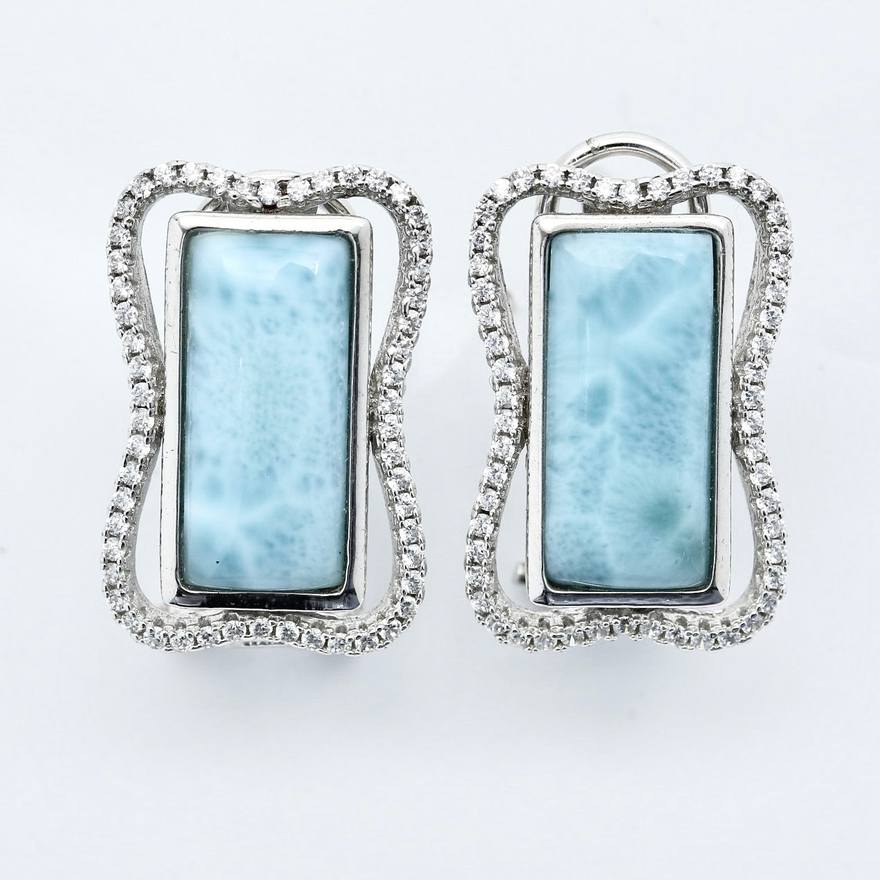 STUNNING LARIMAR RECTANGLE EARRINGS
