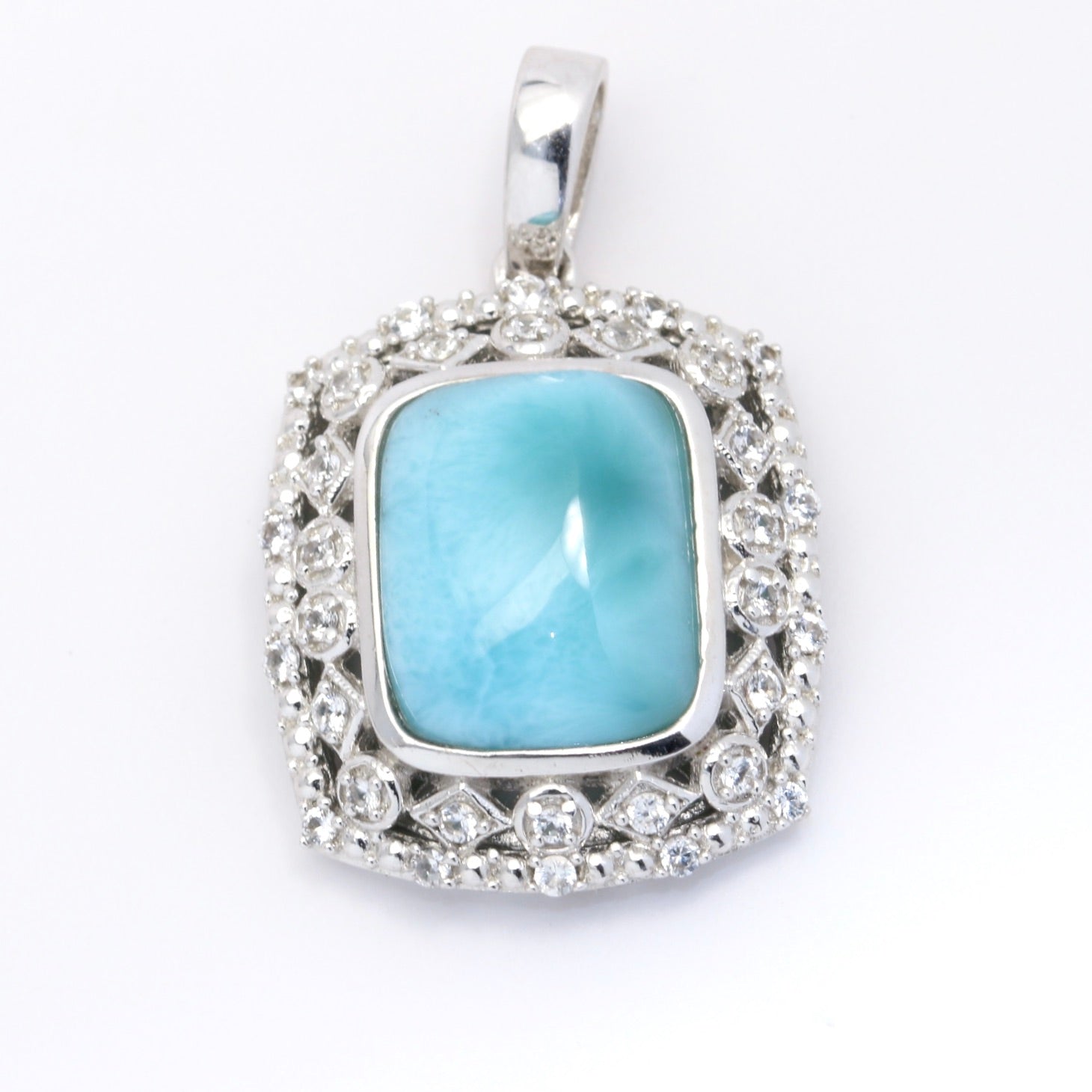 GORGEOUS LARIMAR RECTANGLE PENDANT