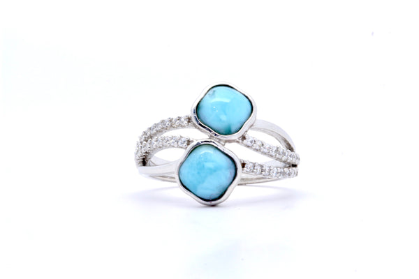 STATEMENT DOUBLE CLOVER LARIMAR RING