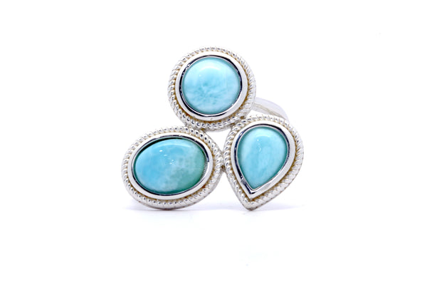 UNIQUE MULTI SHAPE LARIMAR RING