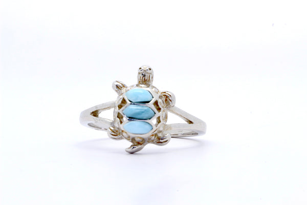 STUNNING TURTLE SHAPE LARIMAR RING