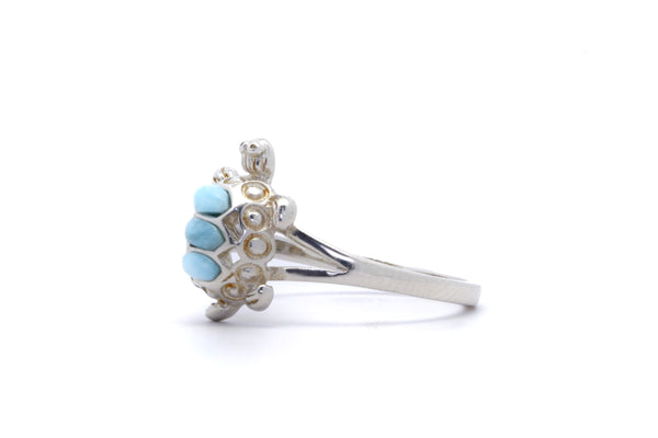 STUNNING TURTLE SHAPE LARIMAR RING