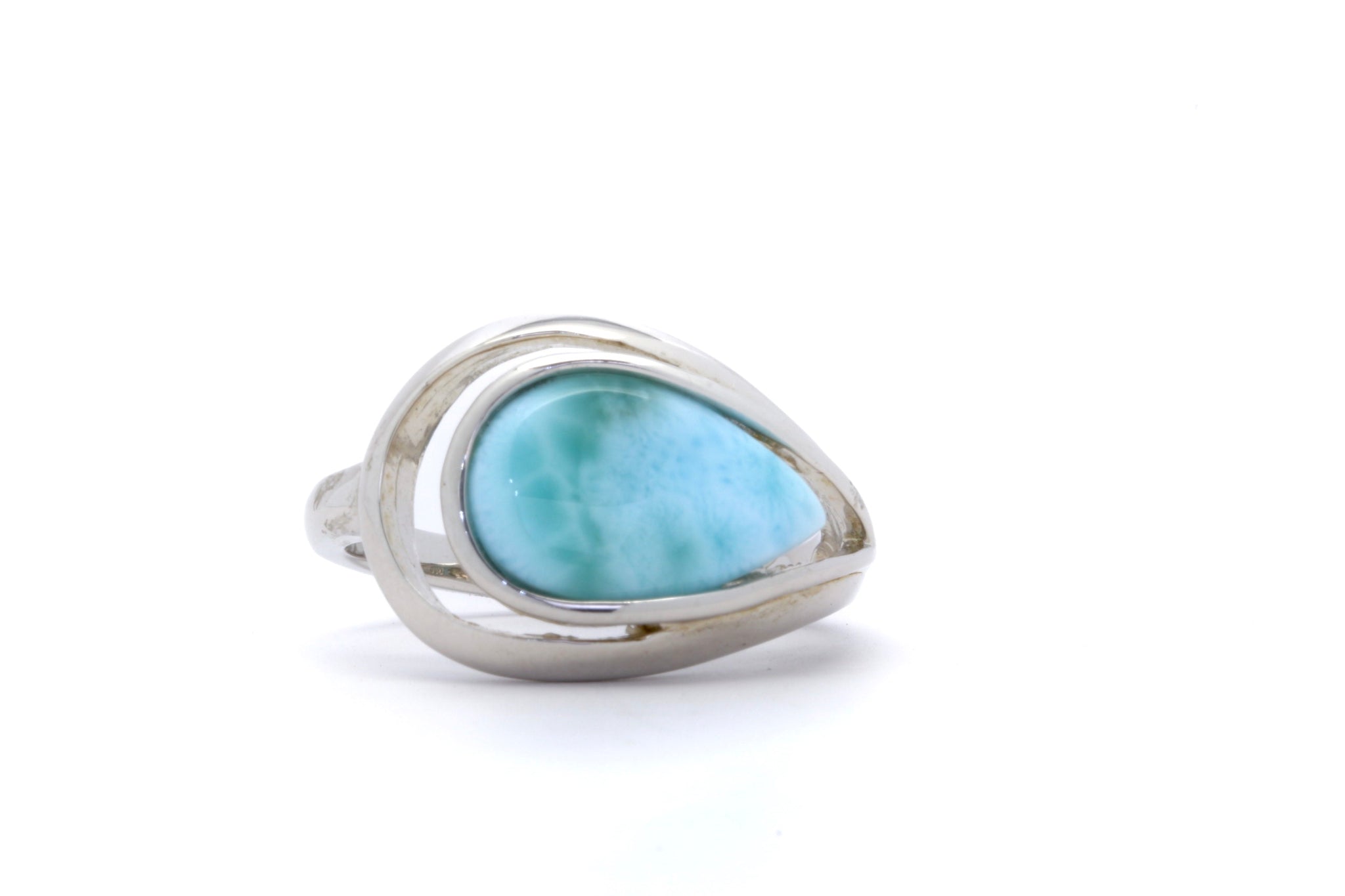 GORGEOUS PEAR SHAPE LARIMAR RING