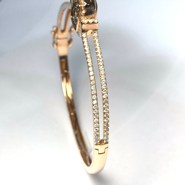 BROWN AND BLUE DIAMOND FLIP BANGLE BRACELET