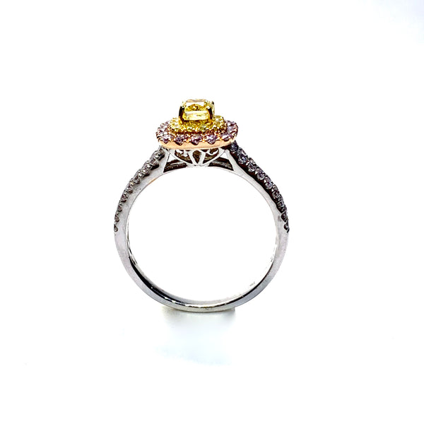 NATURAL YELLOW AND PINK DIAMOND RING