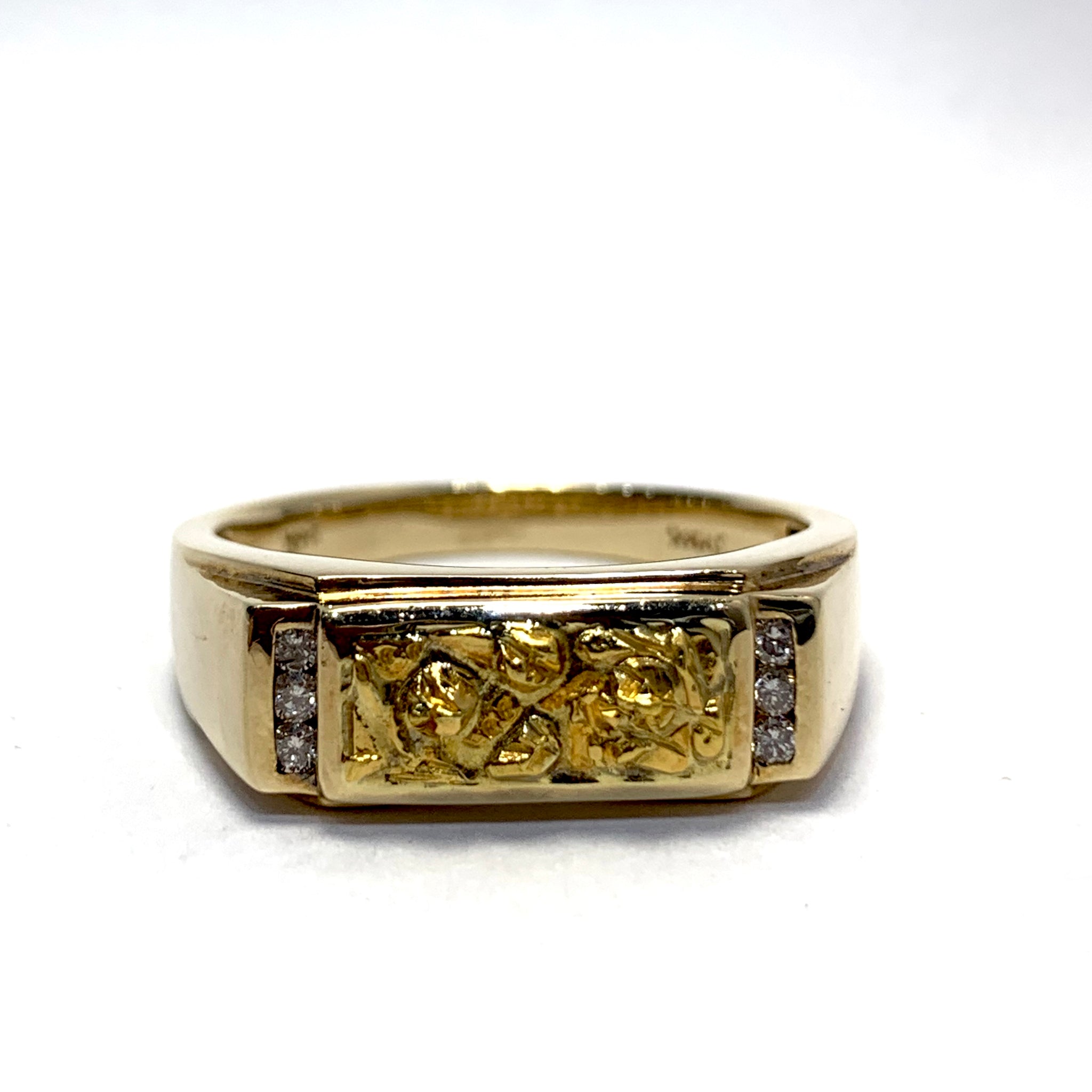 Mens gold nugget hot sale ring with diamonds