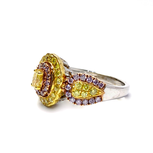 NATURAL YELLOW AND PINK DIAMOND RING