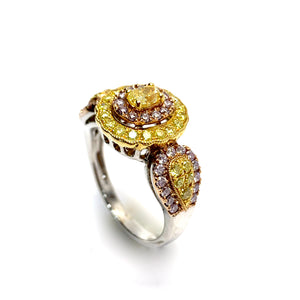 NATURAL YELLOW AND PINK DIAMOND RING