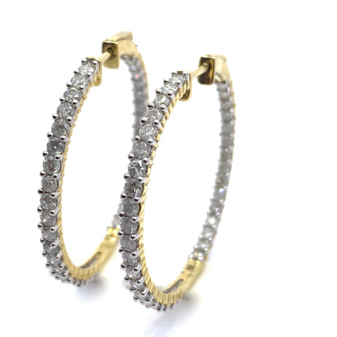 DIAMOND INSIDE OUT HOOP EARRINGS