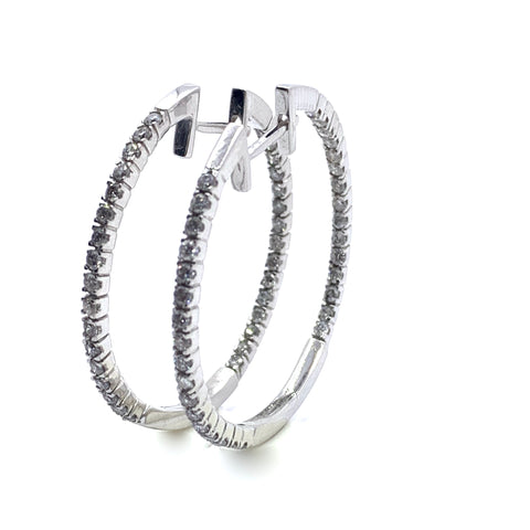 DIAMOND INSIDE OUT HOOP EARRINGS