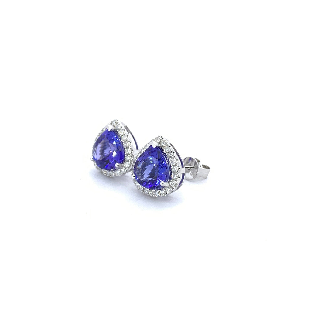 2 Ct Oval Cut Blue Tanzanite & Diamond Halo Stud Earrings 14k White Gold  Finish | eBay