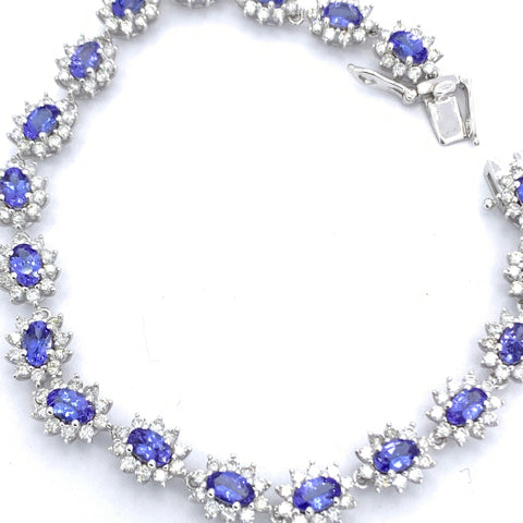 TANZANITE AND DIAMOND STAR HALO BRACELET