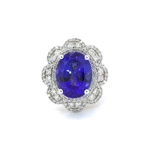 GORGEOUS TANZANITE AND DIAMOND RING