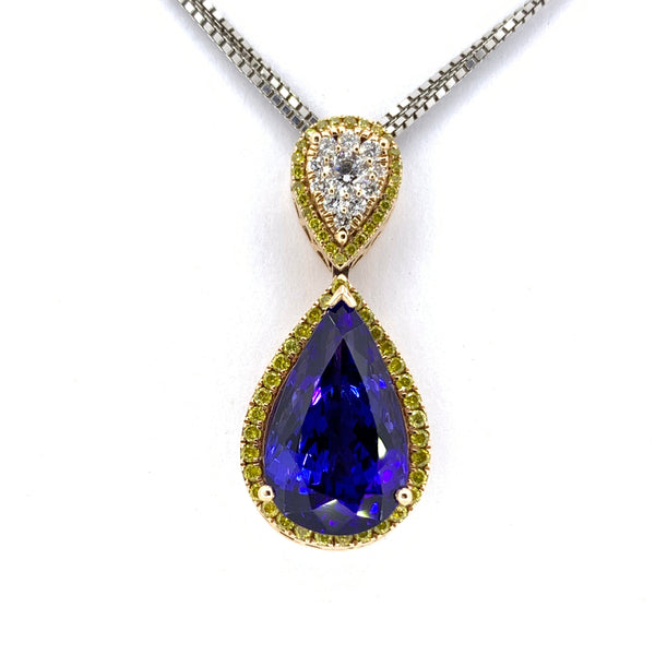 MASTERPIECE TANZANITE YELLOW AND WHITE DIAMOND PENDANT