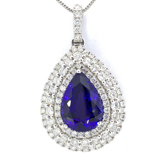 GLAMOROUS TANZANITE AND DIAMOND PENDANT