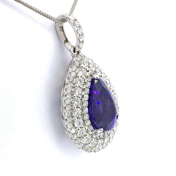 GLAMOROUS TANZANITE AND DIAMOND PENDANT