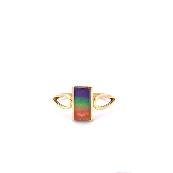 RECTANGULAR SHAPE AMMOLITE RING