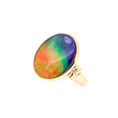 OVAL SHAPE AMMOLITE RING