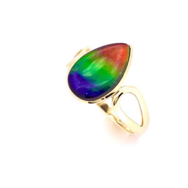 PEAR SHAPE AMMOLITE RING