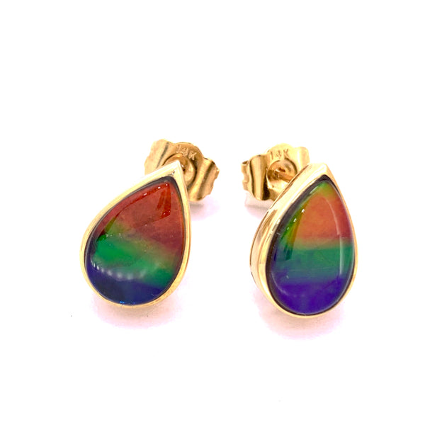 PEAR SHAPE AMMOLITE STUD EARRINGS