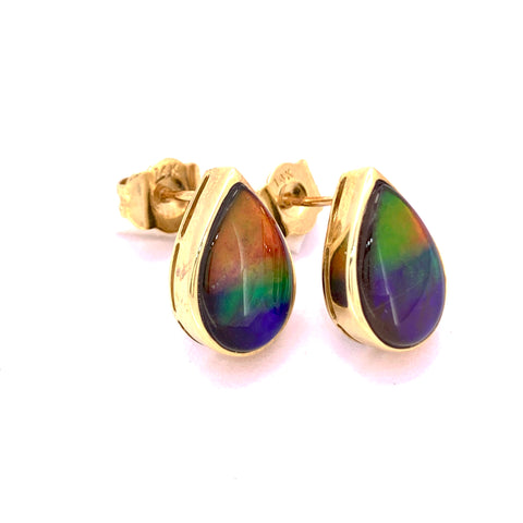 PEAR SHAPE AMMOLITE STUD EARRINGS