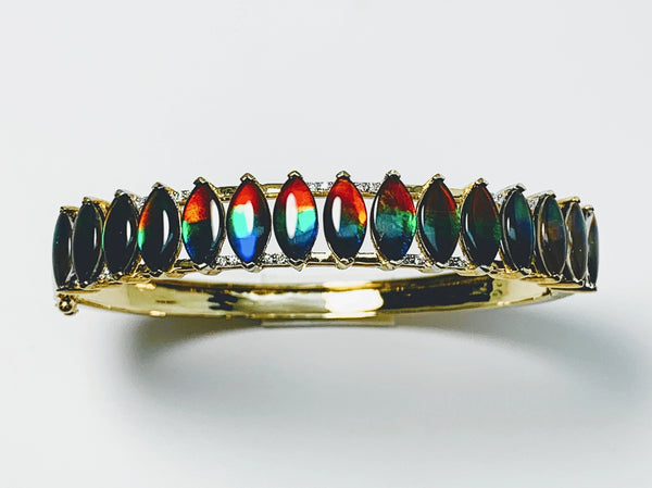 MARQUISE SHAPE AMMOLITE BANGLE BRACELET