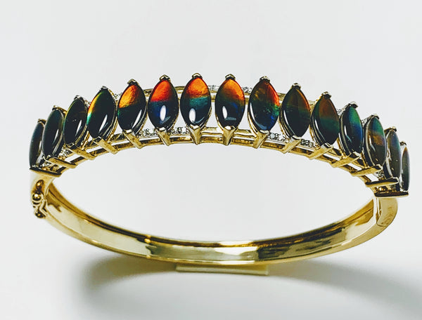 MARQUISE SHAPE AMMOLITE BANGLE BRACELET