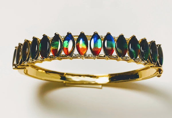 MARQUISE SHAPE AMMOLITE BANGLE BRACELET