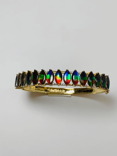 MARQUISE SHAPE AMMOLITE BANGLE BRACELET