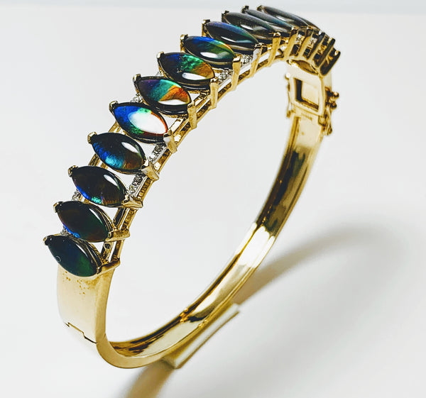 MARQUISE SHAPE AMMOLITE BANGLE BRACELET