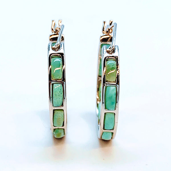 INSIDE OUT LARIMAR HOOP EARRINGS