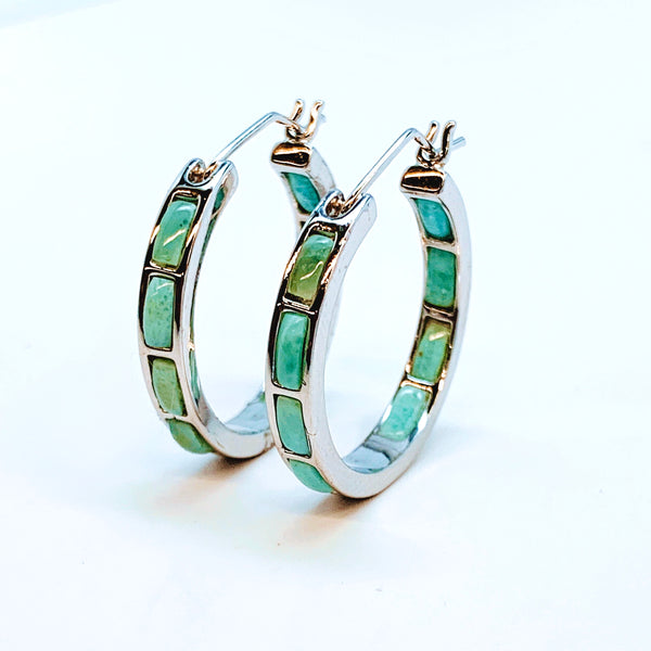 INSIDE OUT LARIMAR HOOP EARRINGS