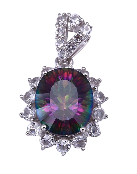 OVAL SHAPE CARIBBEAN TOPAZ PENDANT