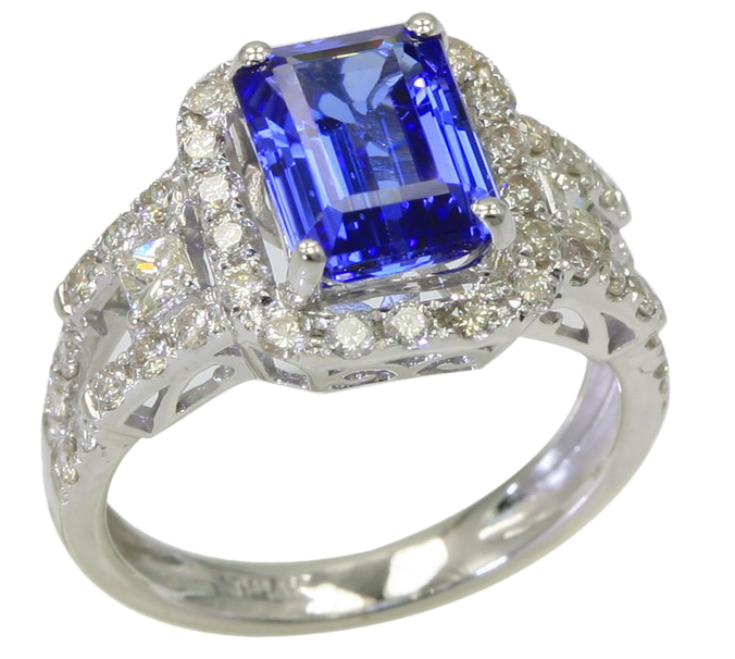 EMERALD CUT TANZANITE RING