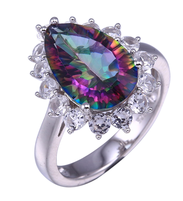 PEAR SHAPE CARIBBEAN TOPAZ RING – Exotic Gems