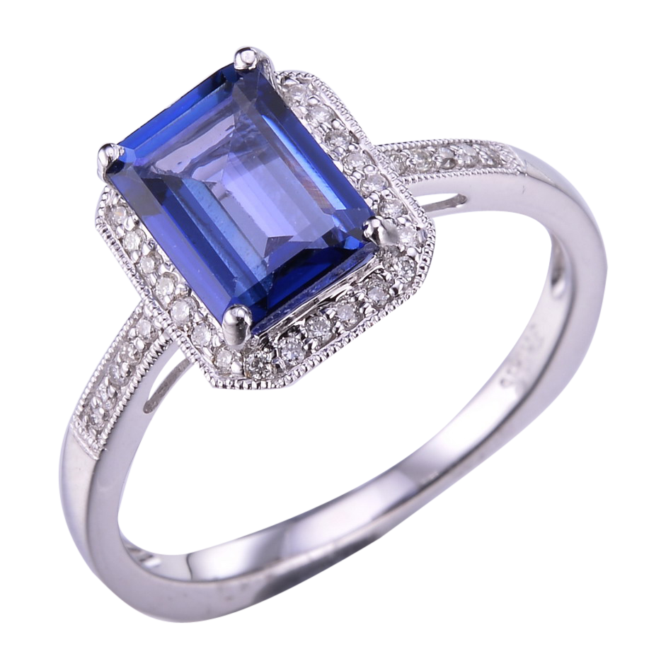 EMERALD CUT TANZANITE RING