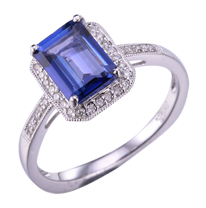 EMERALD CUT TANZANITE RING