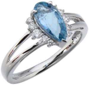 PEAR SHAPE AQUAMARINE RING