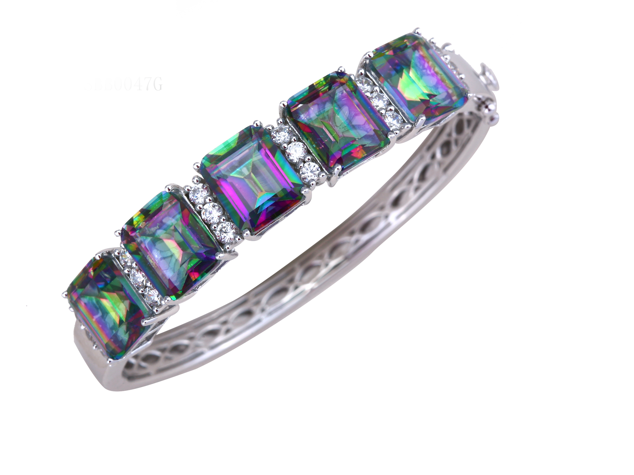 EMERALD CUT CARIBBEAN TOPAZ BANGLE