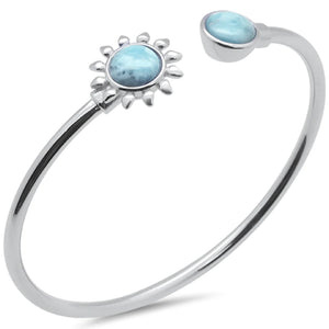 Natural Larimar Sunflower Cuff Bracelet