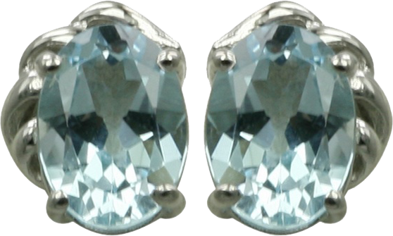 OVAL SHAPE AQUAMARINE EARRING